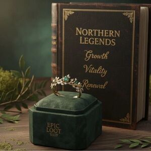 14k Gold Plated Nature Inspired Green CZ Ring. New.